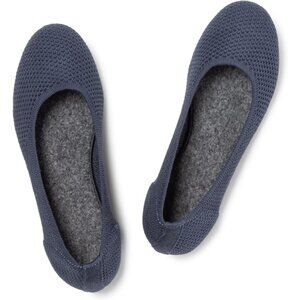 Frank Mully Women’s Navy Blue Knit Fabric Round Toe Slip On Ballet Flat Shoes